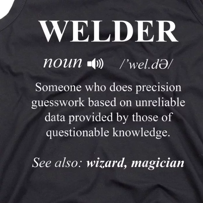 Cool Welder Definition Funny Noun Welding Welders Gift Men Tank Top