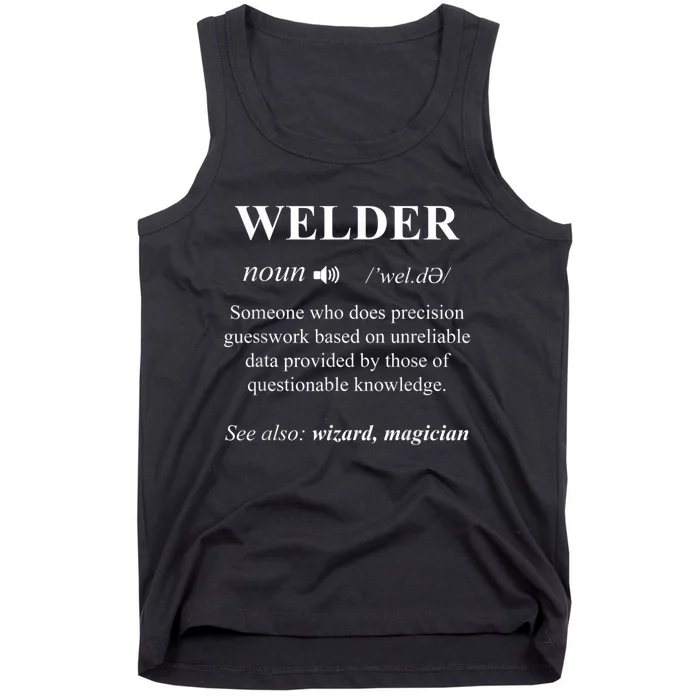 Cool Welder Definition Funny Noun Welding Welders Gift Men Tank Top