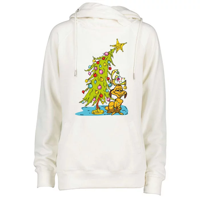 Christmas With Dog Max And Whoville Tree Dog Christmas Lights Womens Funnel Neck Pullover Hood