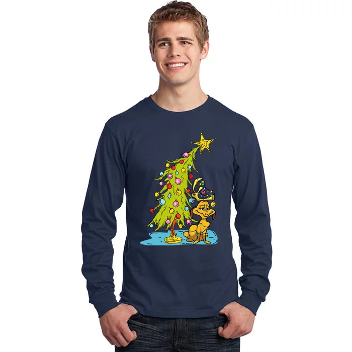 Christmas With Dog Max And Whoville Tree Dog Christmas Lights Tall Long Sleeve T-Shirt