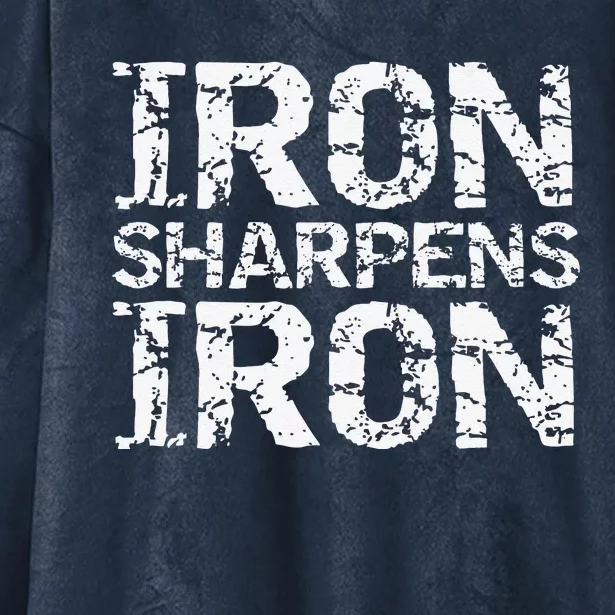 Christian Workout Discipleship Distressed Iron Sharpens Iron Hooded Wearable Blanket