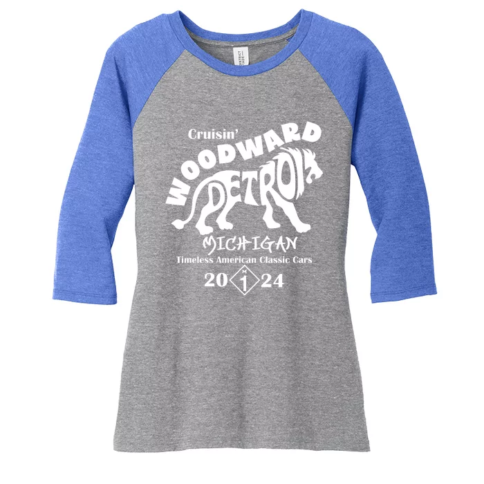 Cruisin Woodward Detroit Michigan Timeless American Classic Cars 2024 M1 Women's Tri-Blend 3/4-Sleeve Raglan Shirt