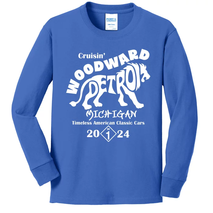 Cruisin Woodward Detroit Michigan Timeless American Classic Cars 2024 M1 Kids Long Sleeve Shirt