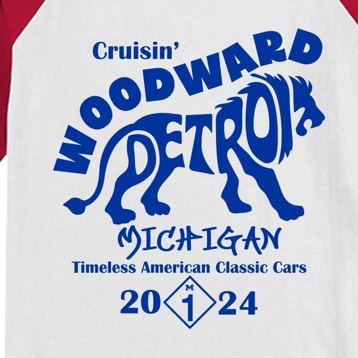 Cruisin Woodward Detroit Michigan Timeless American Classic Cars 2024 M1 Kids Colorblock Raglan Jersey