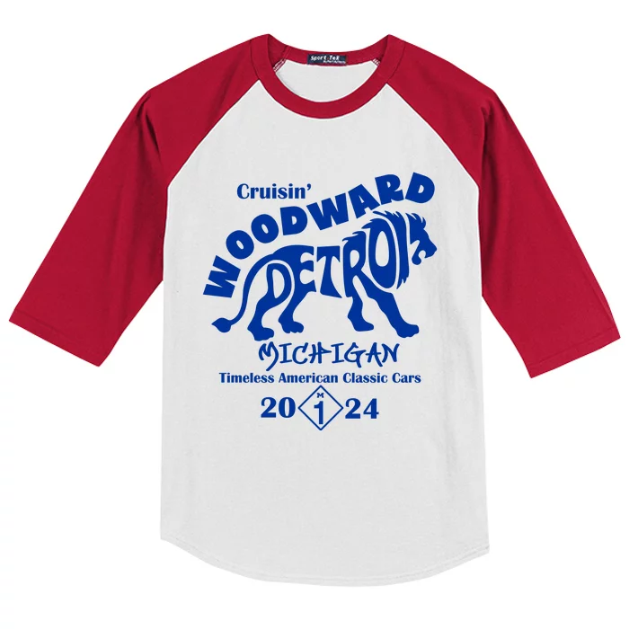 Cruisin Woodward Detroit Michigan Timeless American Classic Cars 2024 M1 Kids Colorblock Raglan Jersey