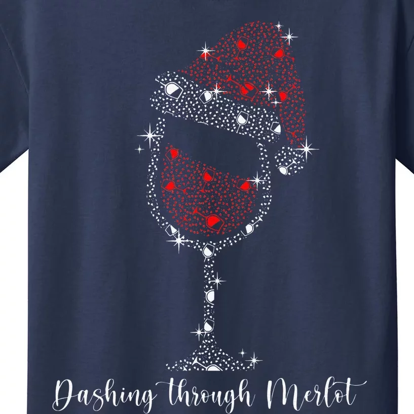 Christmas Wine Dashing Through Merlot Kids T-Shirt