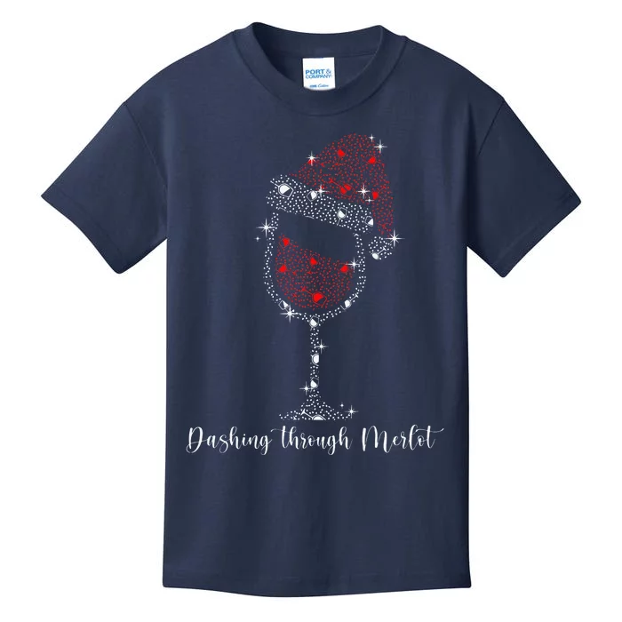 Christmas Wine Dashing Through Merlot Kids T-Shirt