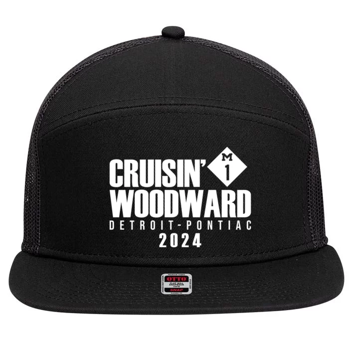 Cruisin Woodward Detroit To Pontiac 2024 M1 Ave Classic Car Cruise 7 Panel Mesh Trucker Snapback Hat