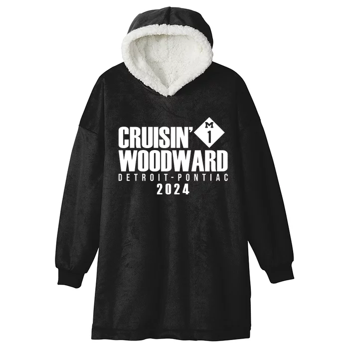 Cruisin Woodward Detroit To Pontiac 2024 M1 Ave Classic Car Cruise Hooded Wearable Blanket