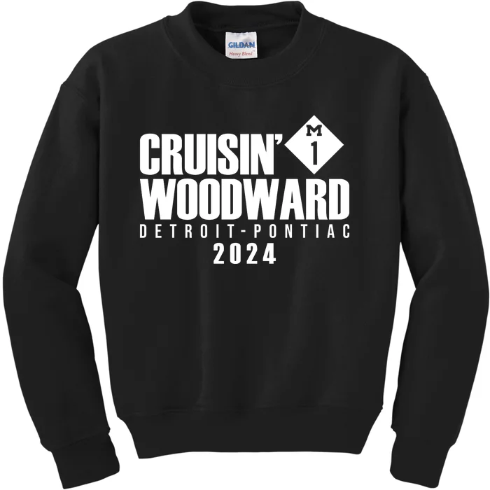 Cruisin Woodward Detroit To Pontiac 2024 M1 Ave Classic Car Cruise Kids Sweatshirt