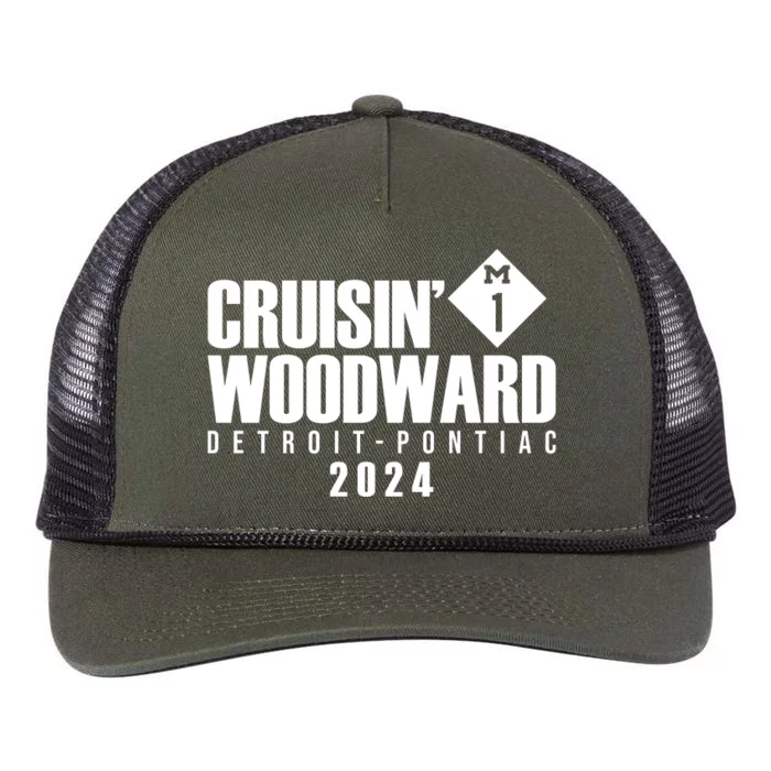 Cruisin Woodward Detroit To Pontiac 2024 M1 Ave Classic Car Cruise Retro Rope Trucker Hat Cap