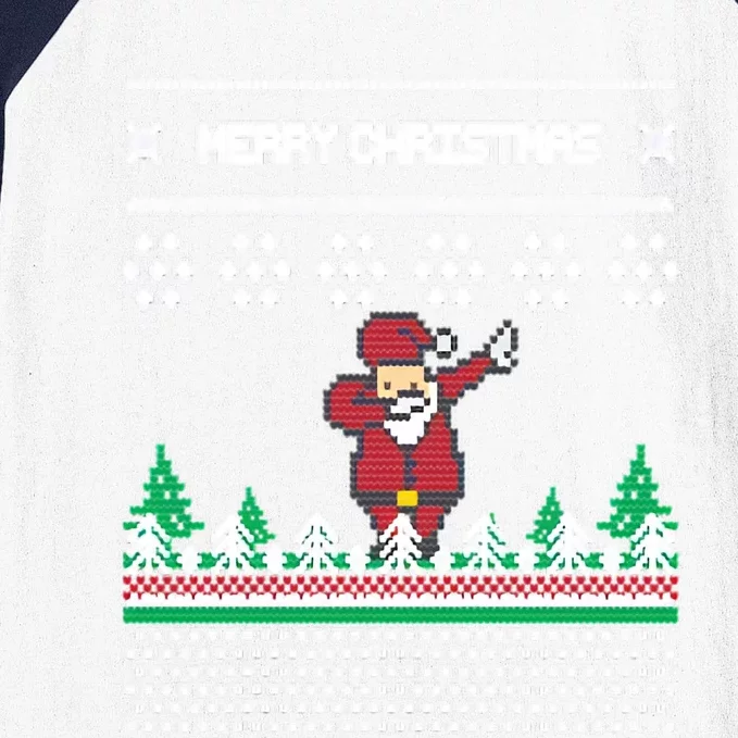 Christmas With Deer Dabbing Santa Baseball Sleeve Shirt