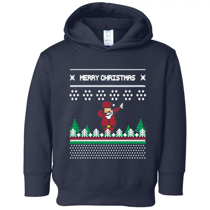 Christmas With Deer Dabbing Santa Toddler Hoodie