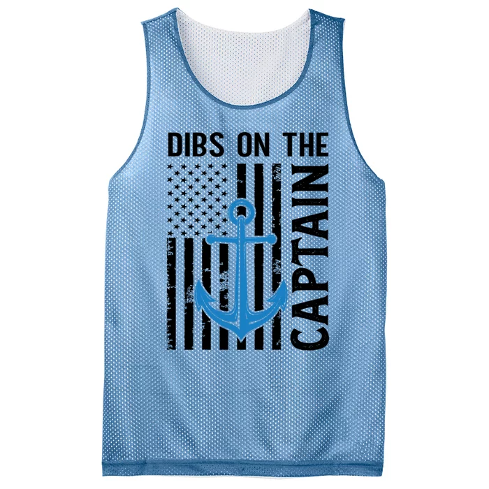 Captain Wife Dibs On The Captain Funny Fishing Usa Flag Gift Mesh Reversible Basketball Jersey Tank