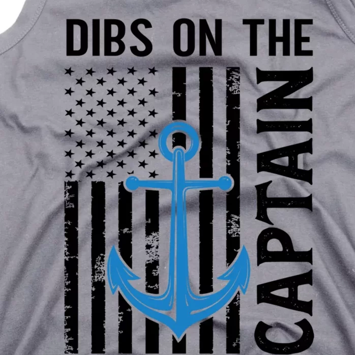 Captain Wife Dibs On The Captain Funny Fishing Usa Flag Gift Tank Top