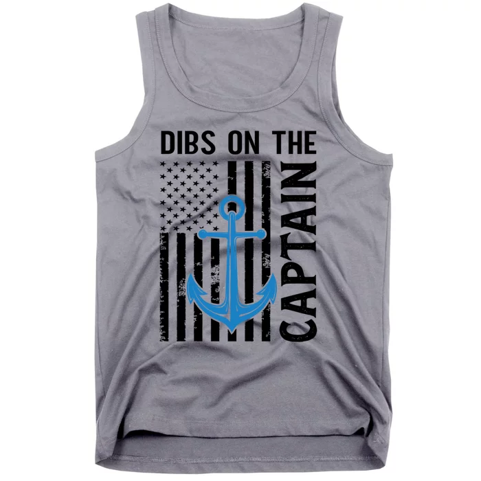 Captain Wife Dibs On The Captain Funny Fishing Usa Flag Gift Tank Top