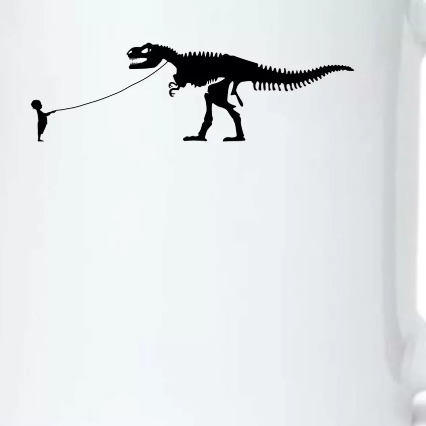 Child With Dinosaur On Leash Freedom Equality Irony Gift Black Color Changing Mug