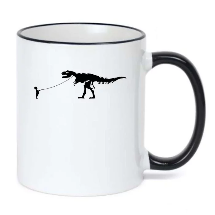 Child With Dinosaur On Leash Freedom Equality Irony Gift Black Color Changing Mug