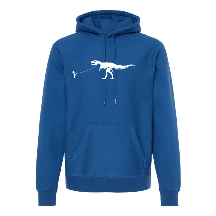 Child With Dinosaur On Leash Freedom Equality Irony Gift Premium Hoodie