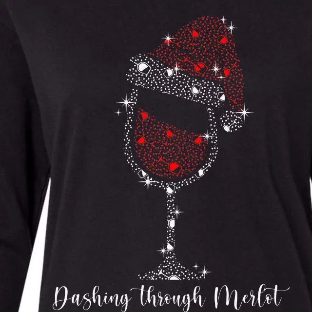 Christmas Wine Dashing Through Merlot Womens Cotton Relaxed Long Sleeve T-Shirt