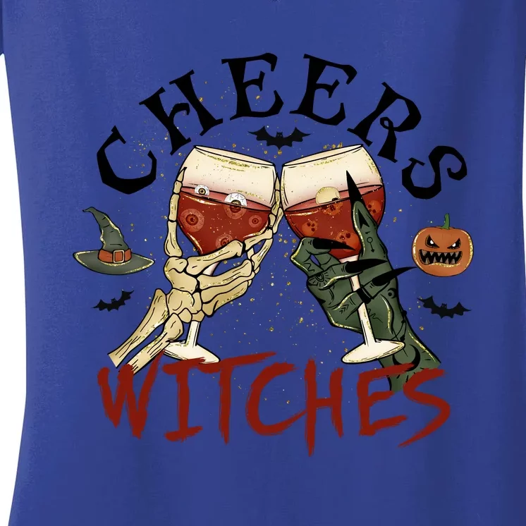 Cheers Witches Drink Witch Halloween Witch Drinking Party Gift Women's V-Neck T-Shirt