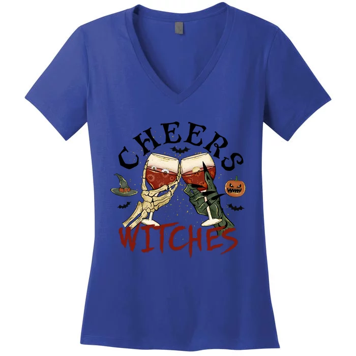 Cheers Witches Drink Witch Halloween Witch Drinking Party Gift Women's V-Neck T-Shirt