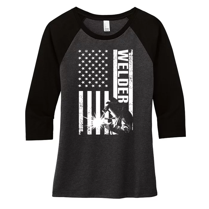 Cool Welder Design Welder Welding Metalwork Women's Tri-Blend 3/4-Sleeve Raglan Shirt