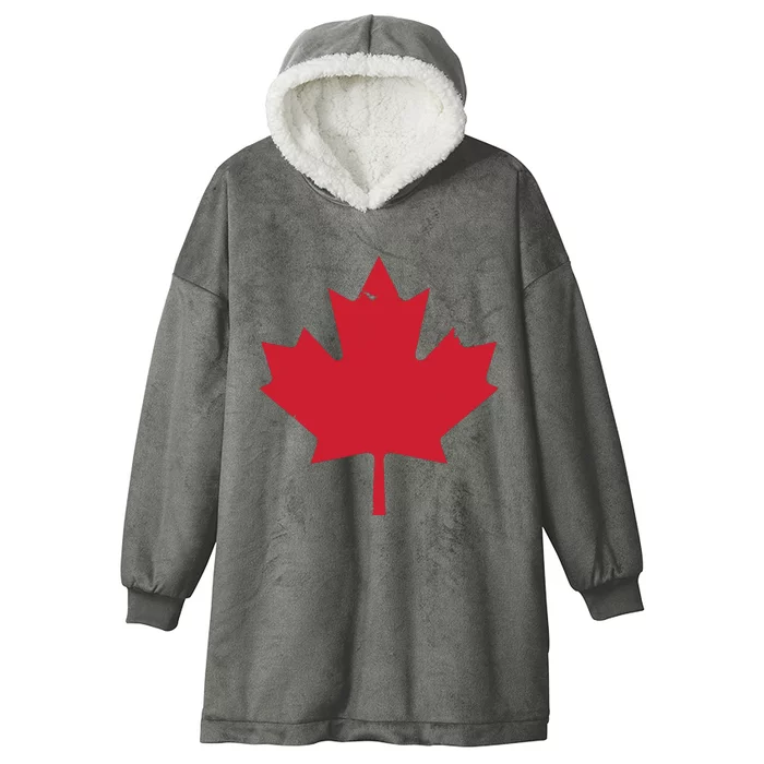 Canada Women Distressed Red Maple Leaf Canada Day Hooded Wearable Blanket