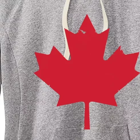 Canada Women Distressed Red Maple Leaf Canada Day Women's Fleece Hoodie