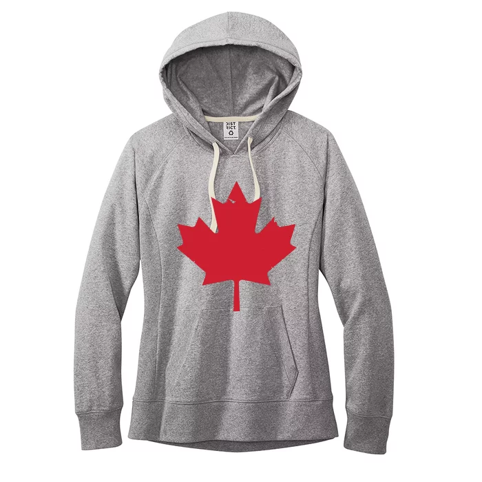 Canada Women Distressed Red Maple Leaf Canada Day Women's Fleece Hoodie