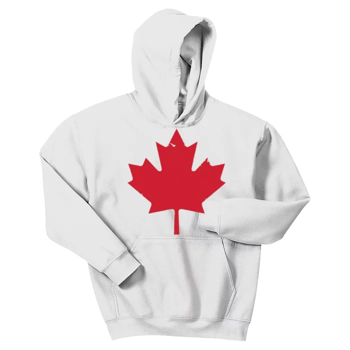 Canada Women Distressed Red Maple Leaf Canada Day Kids Hoodie