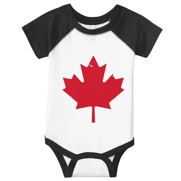 Canada Women Distressed Red Maple Leaf Canada Day Infant Baby Jersey Bodysuit