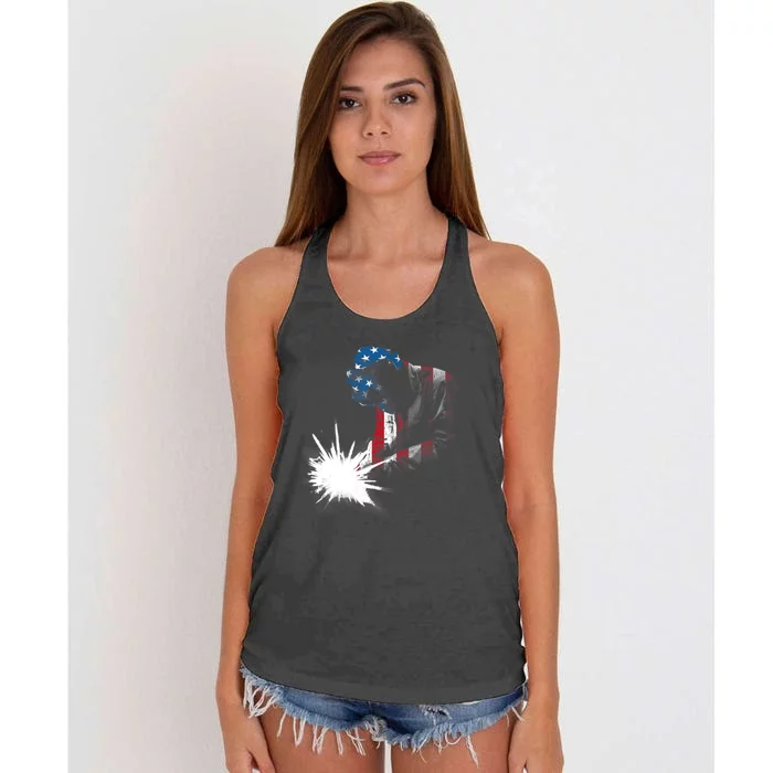 Cool Welder Design Welding Weld Metal Welder Women's Knotted Racerback Tank