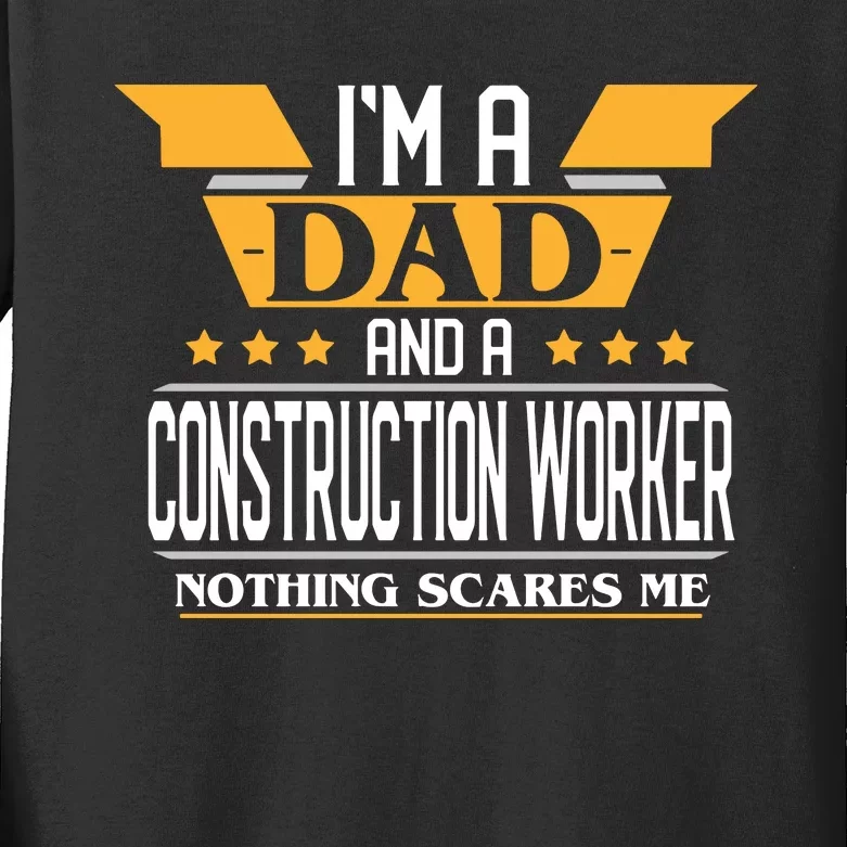 Construction Worker Dad Gift For Fathers Day Kids Long Sleeve Shirt