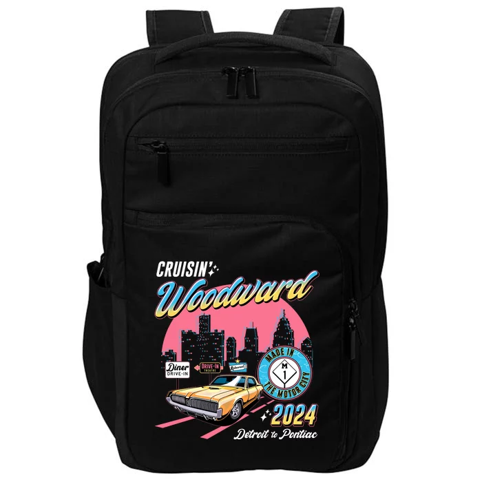 Cruisin Woodward Detroit To Pontiac 2024 Pink Version Impact Tech Backpack