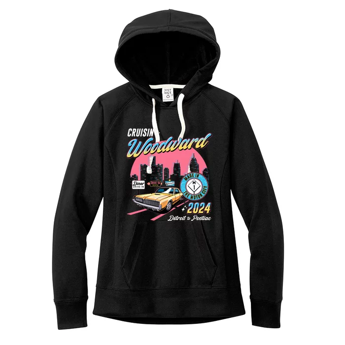 Cruisin Woodward Detroit To Pontiac 2024 Pink Version Women's Fleece Hoodie