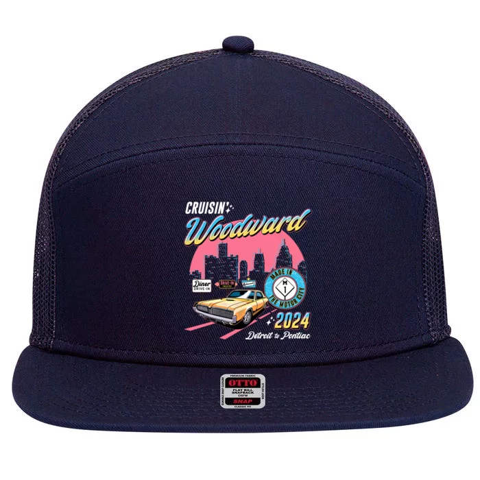 Cruisin Woodward Detroit To Pontiac 2024 Pink Version 7 Panel Mesh Trucker Snapback Hat