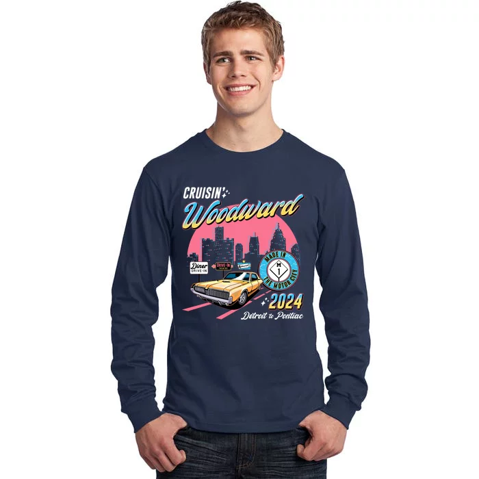 Cruisin Woodward Detroit To Pontiac 2024 Pink Version Tall Long Sleeve T-Shirt