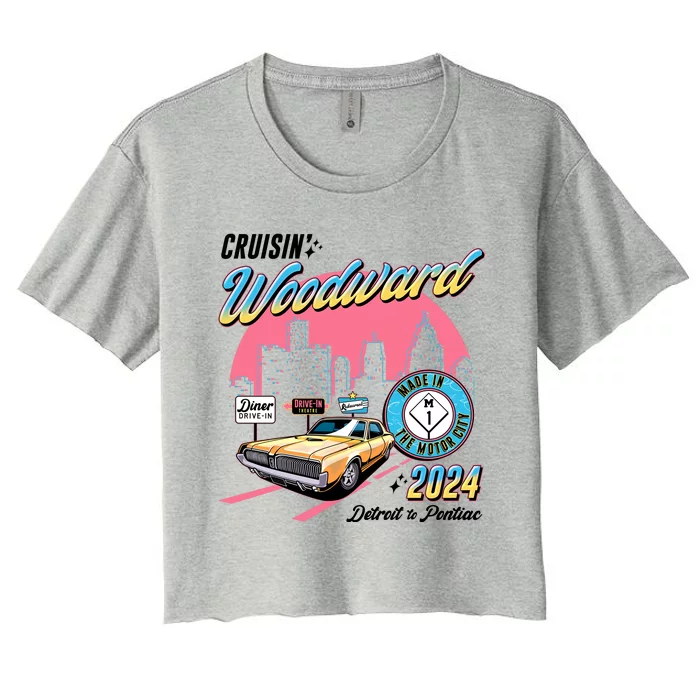 Cruisin Woodward Detroit To Pontiac 2024 Pink Version Women's Crop Top Tee