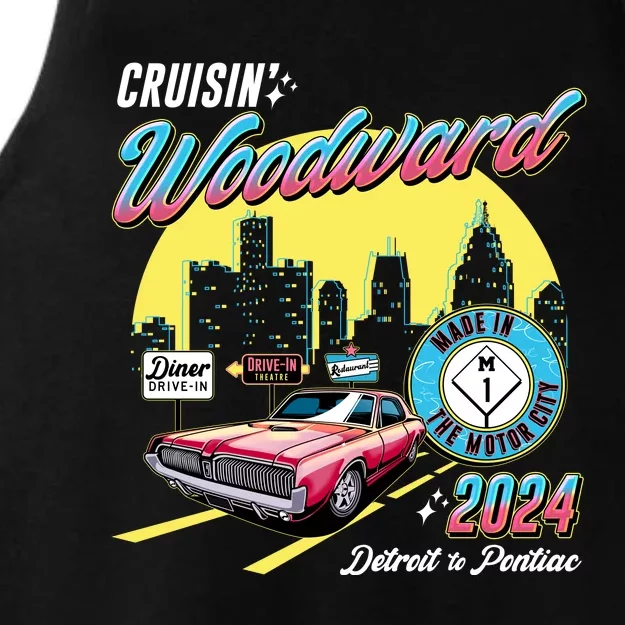 Cruisin Woodward Detroit To Pontiac 2024 Yellow Version Ladies Tri-Blend Wicking Tank