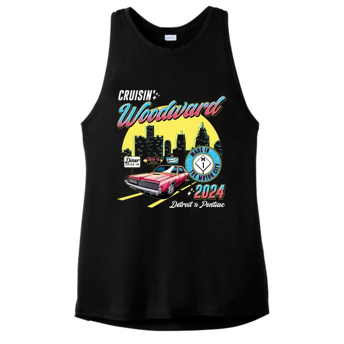 Cruisin Woodward Detroit To Pontiac 2024 Yellow Version Ladies Tri-Blend Wicking Tank