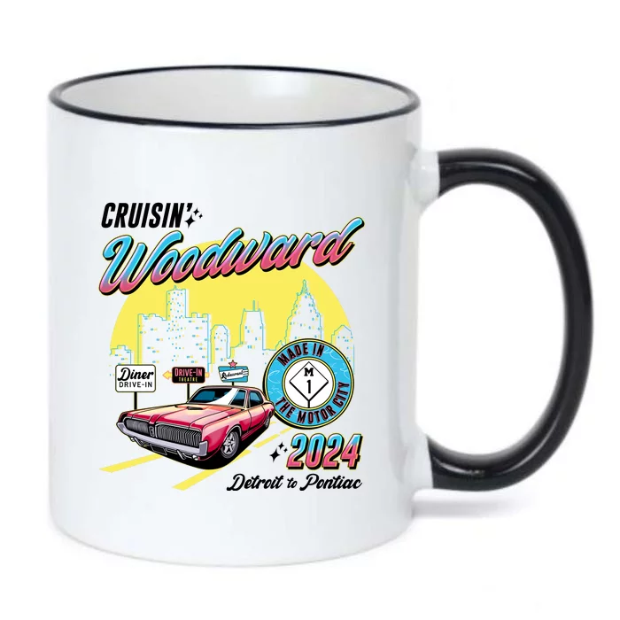 Cruisin Woodward Detroit To Pontiac 2024 Yellow Version Black Color Changing Mug