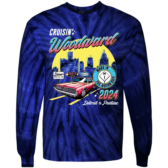 Cruisin Woodward Detroit To Pontiac 2024 Yellow Version Tie-Dye Long Sleeve Shirt