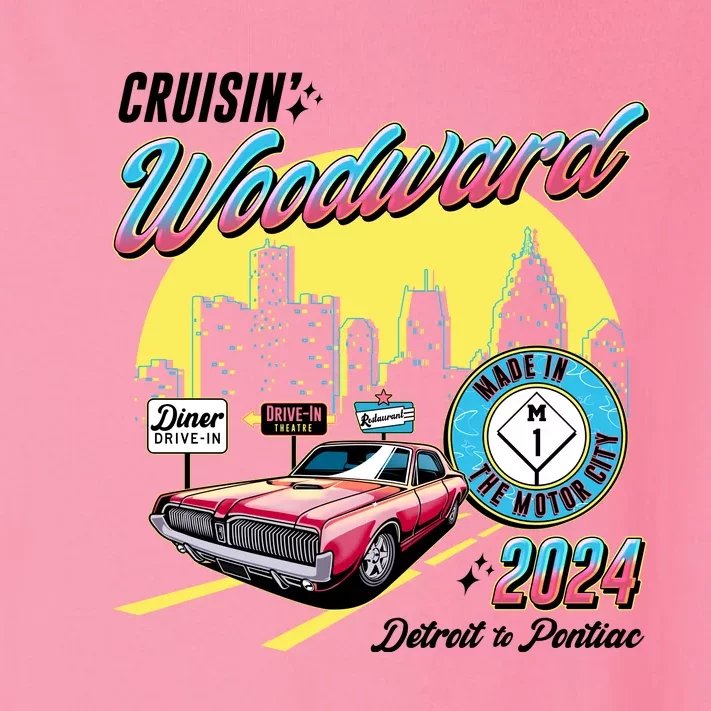 Cruisin Woodward Detroit To Pontiac 2024 Yellow Version Toddler Long Sleeve Shirt