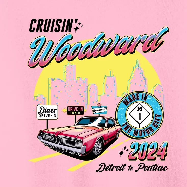 Cruisin Woodward Detroit To Pontiac 2024 Yellow Version Toddler T-Shirt