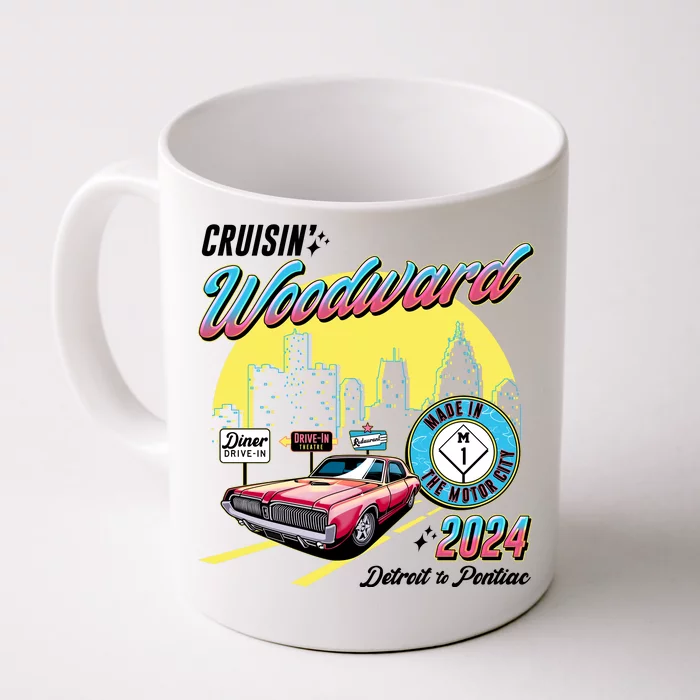 Cruisin Woodward Detroit To Pontiac 2024 Yellow Version Front & Back Coffee Mug