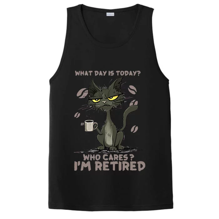 Cat What Day Is Today Who Cares I‘m Retired Performance Tank