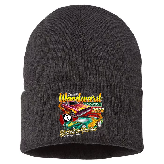 Cruisin Woodward Detroit To Pontiac A Michigan Tradition 2024 Sustainable Knit Beanie