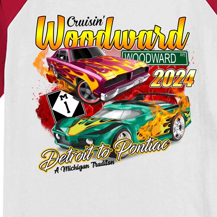 Cruisin Woodward Detroit To Pontiac A Michigan Tradition 2024 Kids Colorblock Raglan Jersey