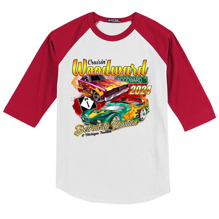 Cruisin Woodward Detroit To Pontiac A Michigan Tradition 2024 Kids Colorblock Raglan Jersey